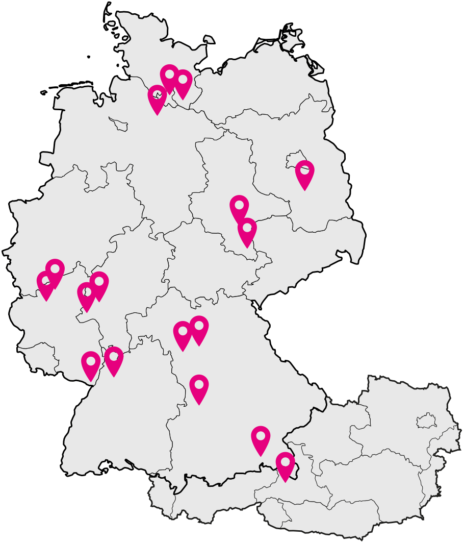 Standortkarte Allcox 13 Standorte Deutschland Österreich