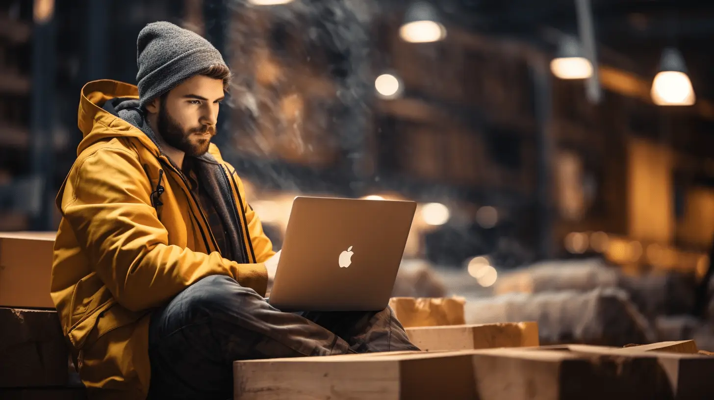 Logistikmitarbeiter am Macbook Air 2024