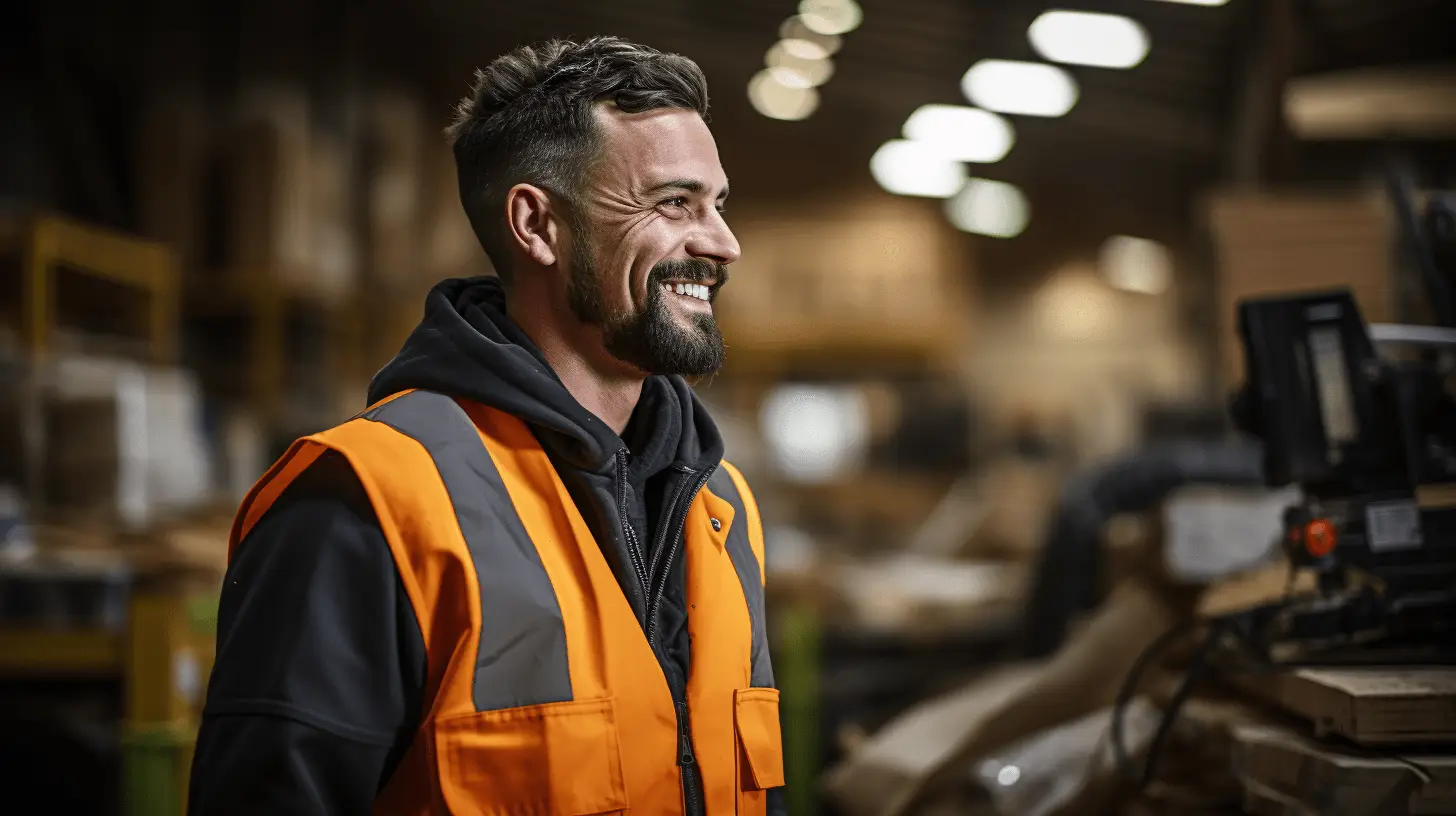 Engagierter Allcox Persona Lagermitarbeiter bei der Arbeit im Warenlager