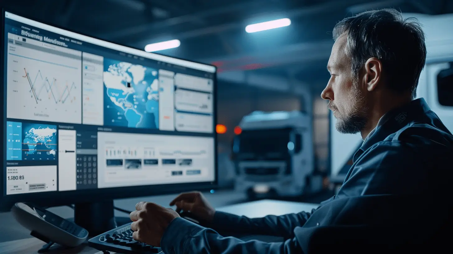 Mann arbeitet am Computer für Logistikrevolution