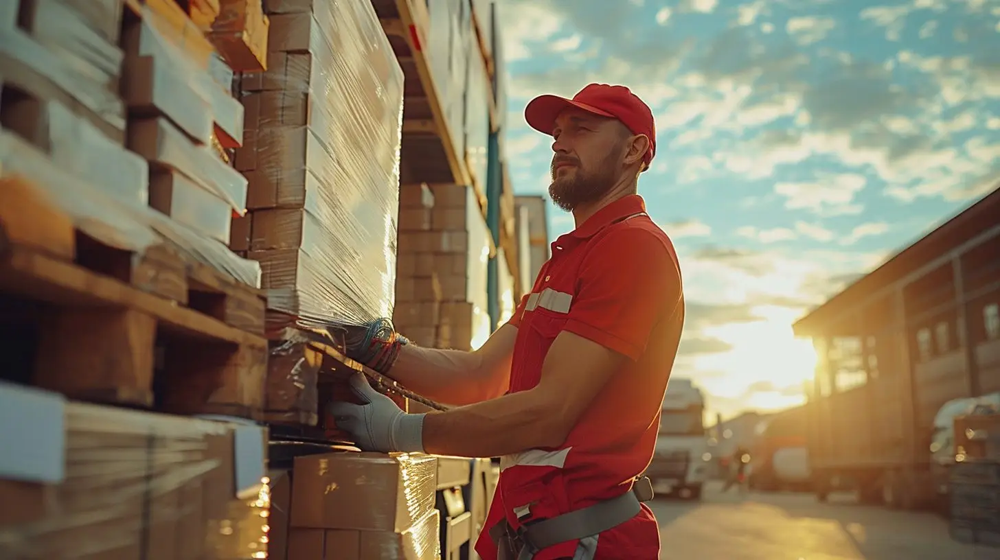Logistikmitarbeiter entlädt Lastwagen