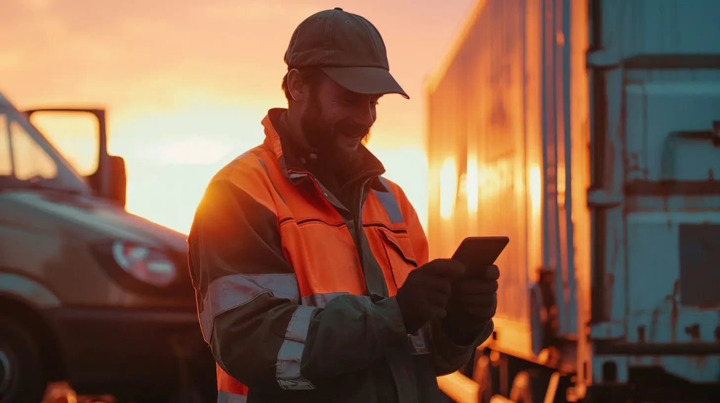 Mitarbeiter-mit-Tablet-vor-LKW