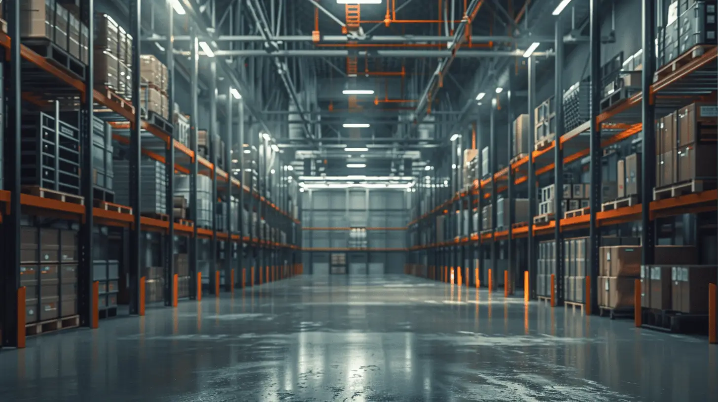 Modernes und aufgeräumtes Lager mit automatisierter Lagerverwaltungstechnologie