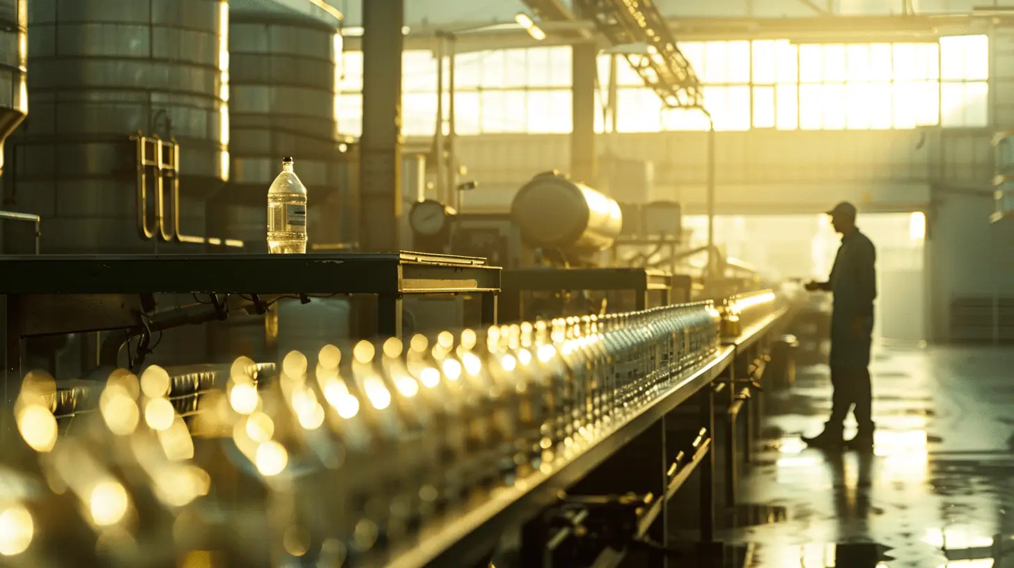 Mitarbeiter einer Logistikfirma überwacht die Abfüllanlage in einer Lagerhalle