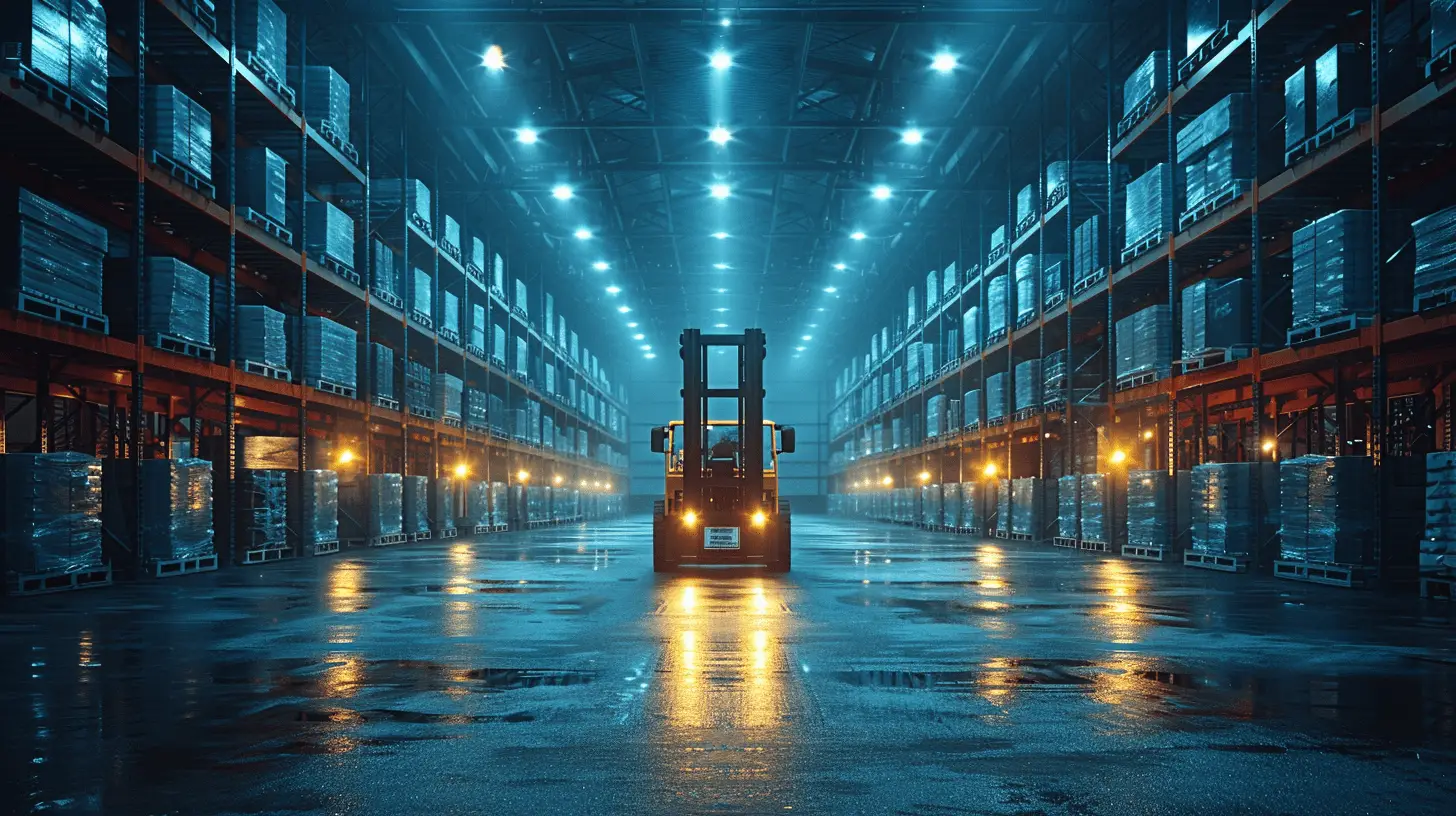 Gabelstapler in einer Lagerhalle, symbolisiert die Bedeutung von Ad-hoc-Personalentscheidungen in der Logistik.