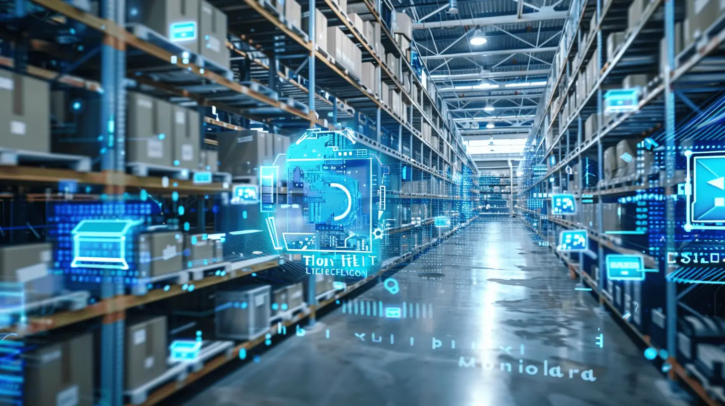 Digitalisiertes Lager mit automatisierten Regalsystemen und Robotern
