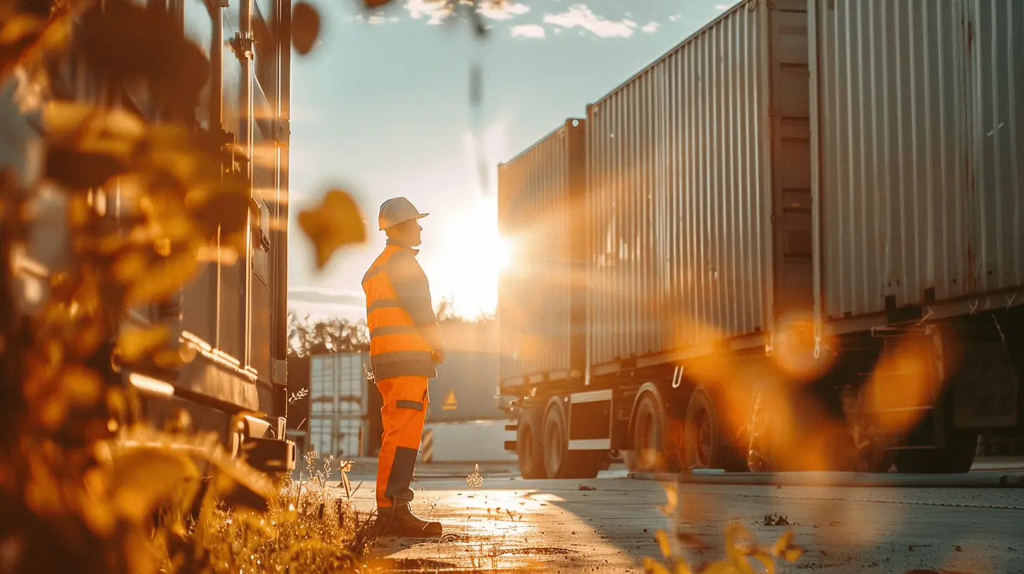Logistikmitarbeiter steht draußen auf dem Hof in der Sonne, symbolisiert Servicerahmenverträge in der Logistik