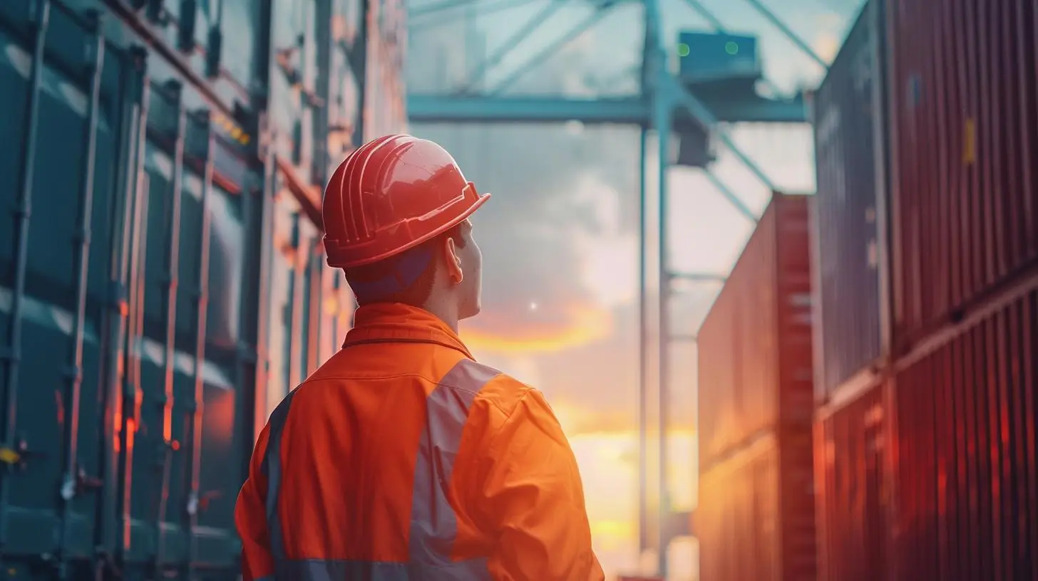 Logistikmitarbeiter mit Schutzhelm schaut in die Ferne, reflektiert über die Top 5 Herausforderungen