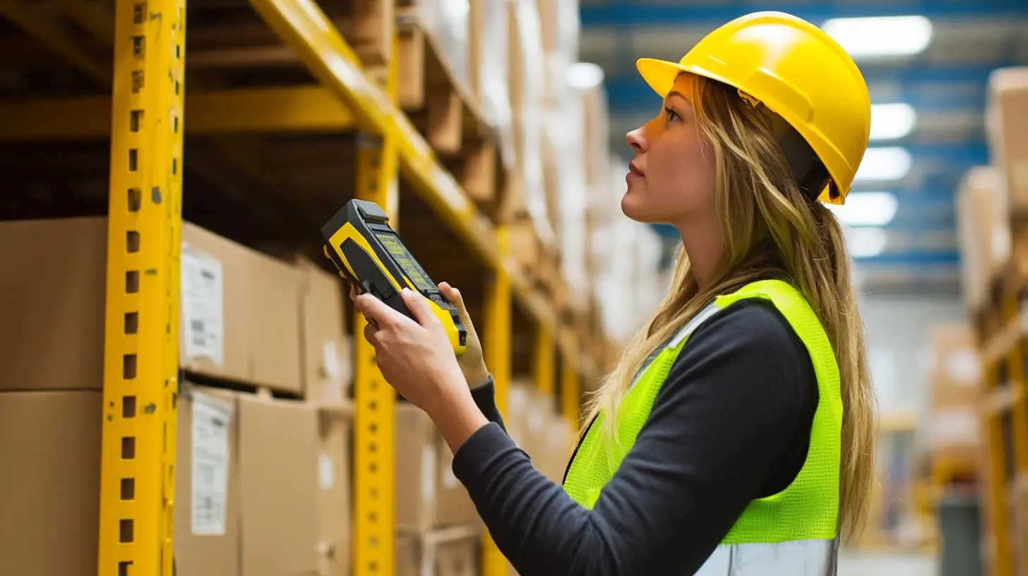 Lagerverwaltung: Logistikmitarbeiterin scannt Kartons im Lager