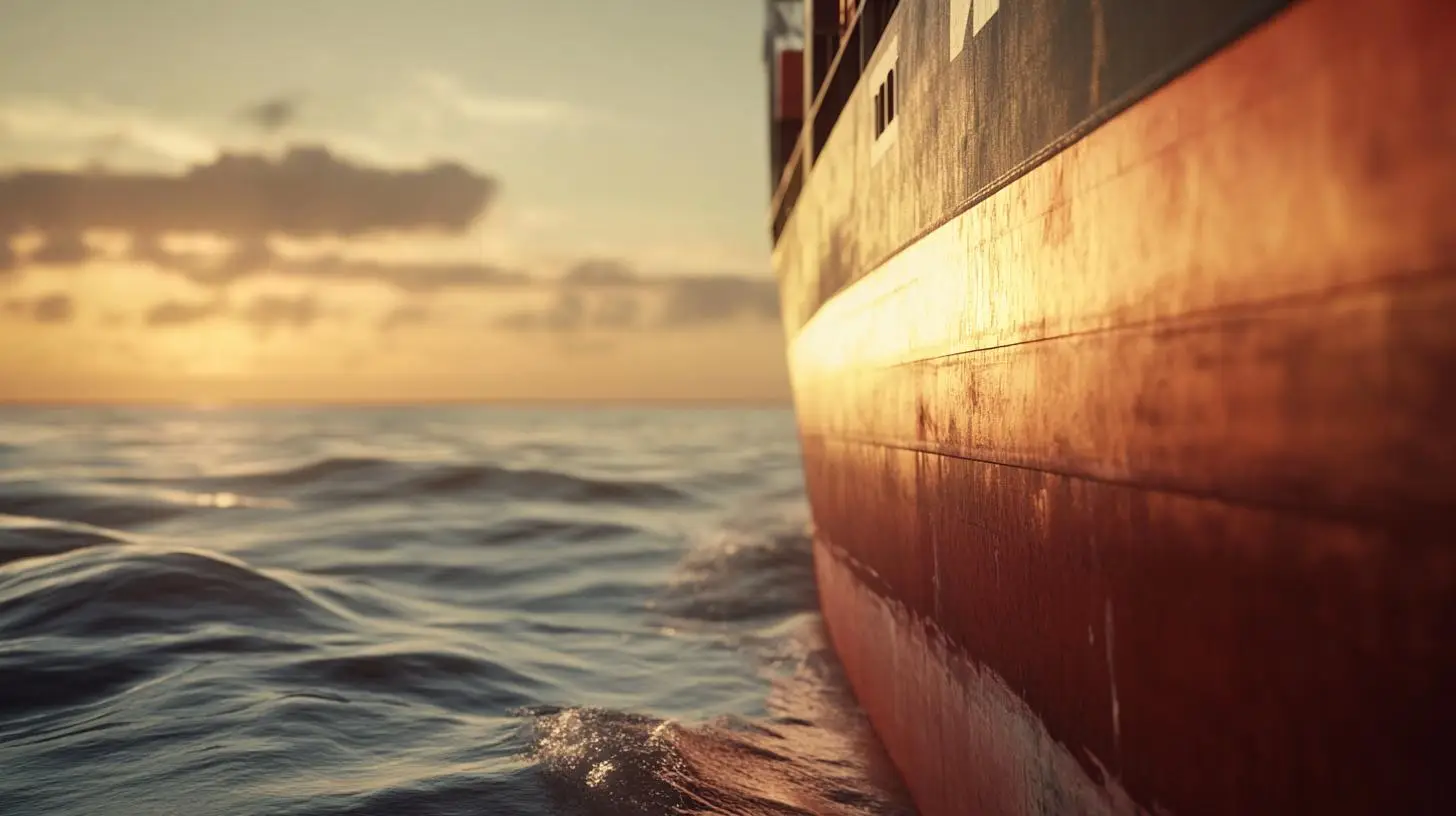 Umweltfreundliche Schifffahrt – Ein Containerschiff mit emissionsarmem Antrieb auf hoher See.