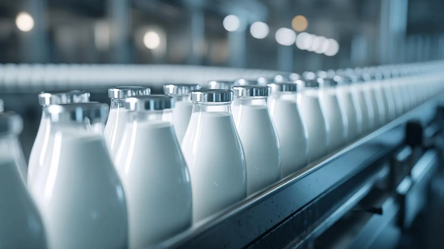 Logistiklösungen für die Milchwirtschaft mit automatisierter Abfüllung von Milchflaschen