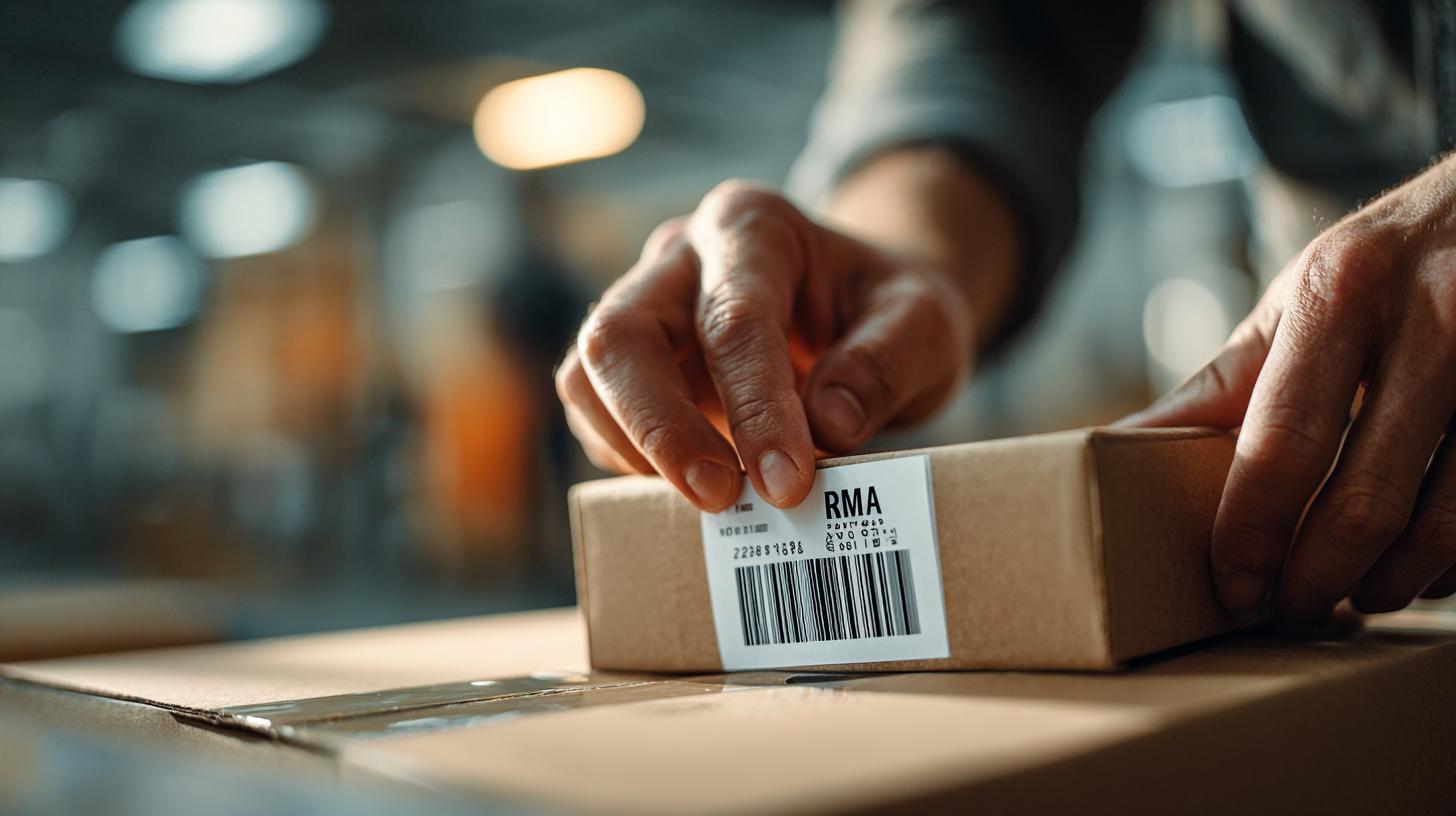 RMA-Prozess – Paket mit RMA-Label und Barcode für strukturierte Retourenkennzeichnung