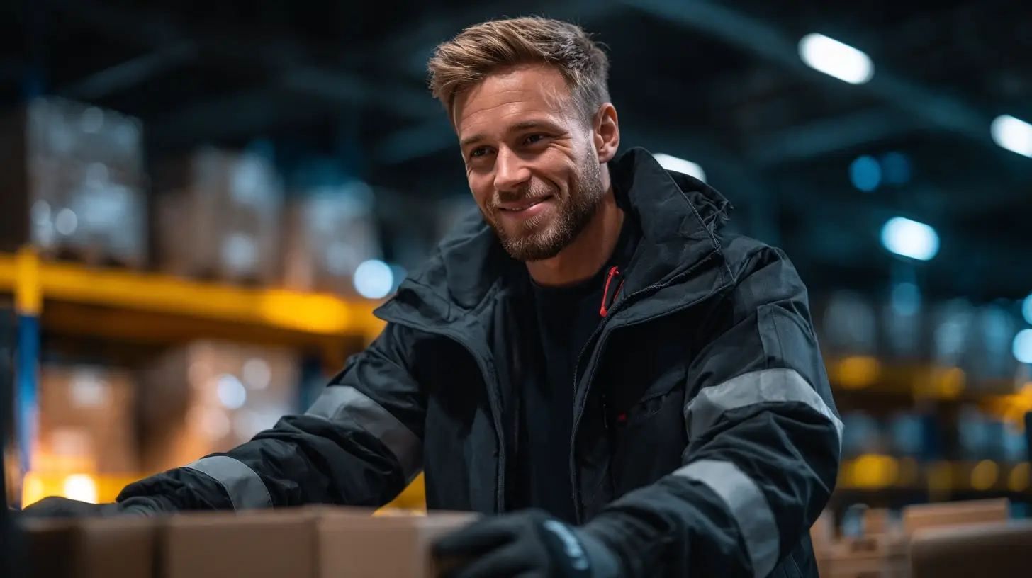 Pick & Pack in der Ersatzteil-Logistik mit Mitarbeiter beim Verpacken eines Ersatzteilkartons an der Packstation