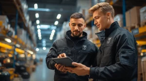 Resiliente Lieferkette mit digitaler Planung und Tablet im Lager