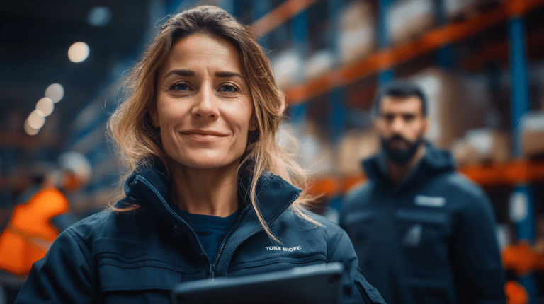 Incoterms 2020 Entscheider-Guide: Logistik-Teamleiterin mit iPad im modernen Lager plant internationale Lieferklauseln